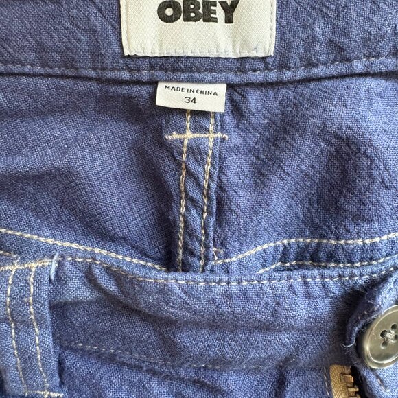 OBEY Linen Hand Dyed Lite Indigo Carpenter Pants - Picture 8 of 8